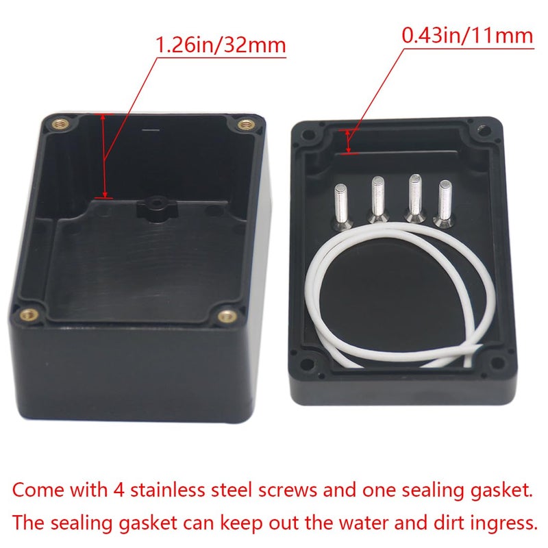 Raculety 2 Pack Project Box Waterproof Plastic Junction Box ABS IP65 Electronic Project Case Power Enclosure 3.94 x 2.68 x 1.97 inch (100 x 68 x 50 mm) - Image 4